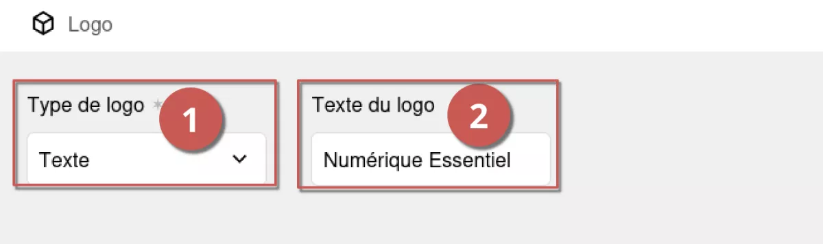 Édition du logo de type texte dans l’espace d’administration, annoté